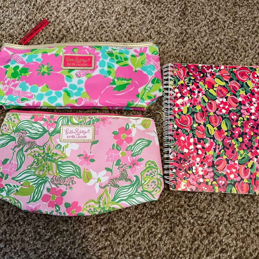 Lilly Pulitzer Makeup Bags and Notebook Bundle